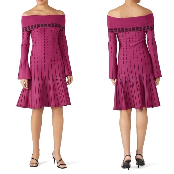 Prabal Gurung Collective Stripe Off The Shoulder Dress - Picture 1 of 9